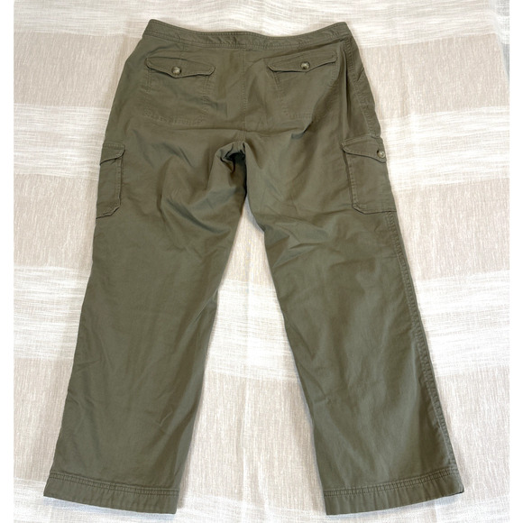 L.L. Bean Women's Favorite Fit Flannel Lined Green Sz 20 Cargo Pants - Picture 2 of 9